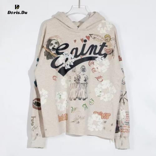 Female Flower Print  Knitted Thick Hoodie