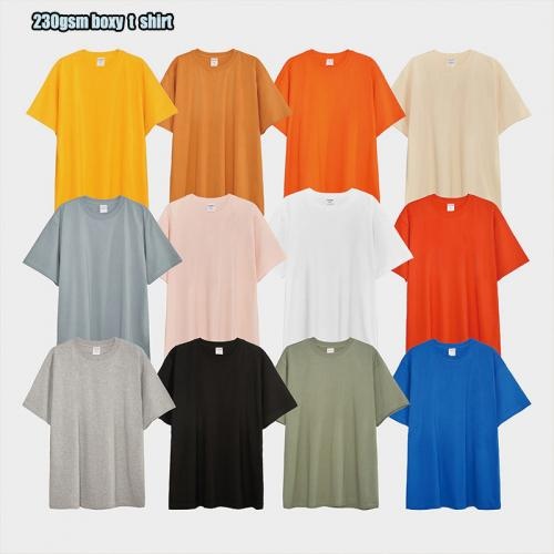 Custom 230gsm loose  round neck unisex plain T-shirt for men        