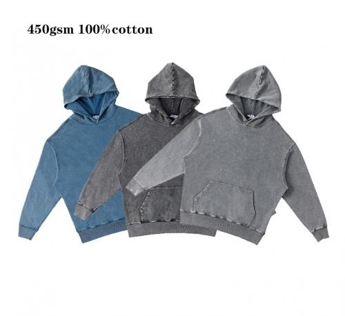 custom 450gsm 100%cotton loose washed men hoodie        