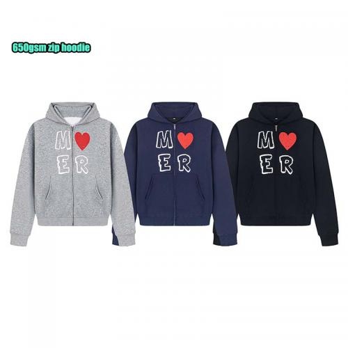 650gsm heavy over sized polyester screen print custom men sport zipper hoodie        