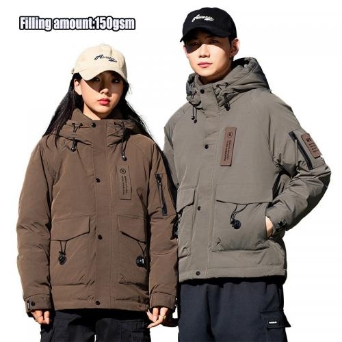 Custom winter tactical 800gsm warm polyester blank unisex track designer puffer jacket        