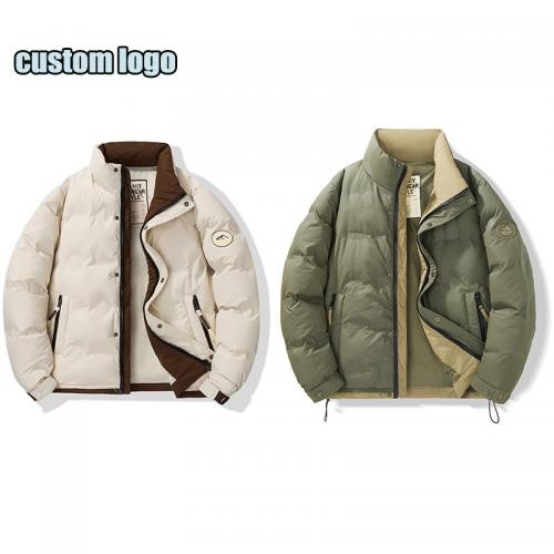 New Trendy Custom Brand Winter 1200gsm Ploytester  Retro Down Coat Puffer Jacket Men        