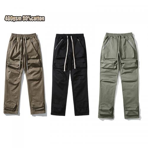 400gsm 80%cotton outdoor plaid custom tracksuit work clothes blank baggy pants for men        