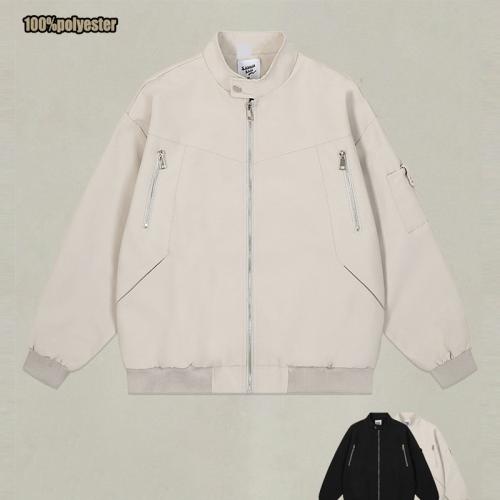 Man fashion stand up collar 100%polyester workwear vintage streetwear baseball jacke        