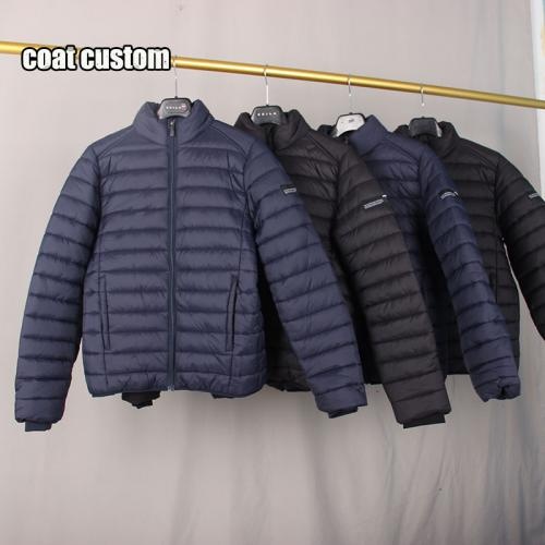 Outdoor warm stand collar with zip cotton clip custom thick breathable men cotton jacket        