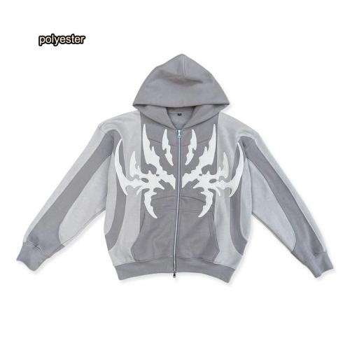 Gothic Hip-Hop Punk Style Patchwork Custom Essential Distinctive Casual  Men Zip Up Hoodie        